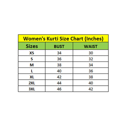 Generic Women's Cotton Blended Printed 3/4th Sleeve V Neck Kurti (Blue)