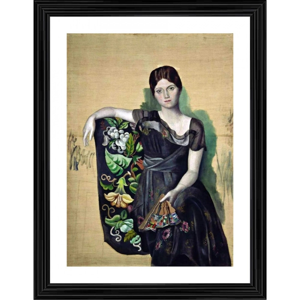 Generic Olga in the Chair 1920 Painting With Wood Photo Frame (Multicolor)