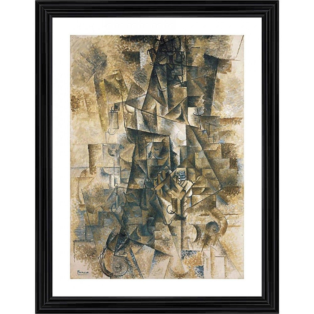 Generic The Piano Accordionist 1911 Painting With Wood Photo Frame (Multicolor)