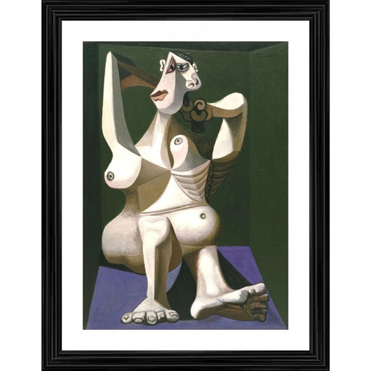 Generic Woman Dressing Her Hair 1940 Painting With Wood Photo Frame (Multicolor)