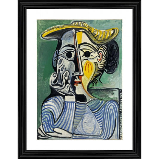 Generic Woman with Yellow Hat 1962 Painting With Wood Photo Frame (Multicolor)