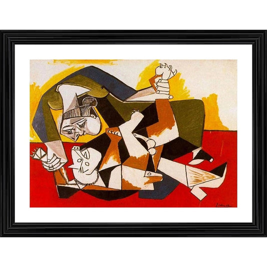 Generic Woman with a Dog 1955 Painting With Wood Photo Frame (Multicolor)