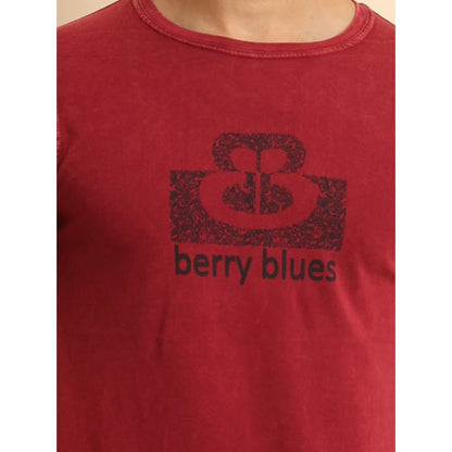Generic Men's Casual Cotton Printed Round Neck Half Sleeve T-Shirt (Maroon)