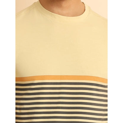 Generic Men's Casual Cotton Printed Round Neck Half Sleeve T-Shirt (Brown)