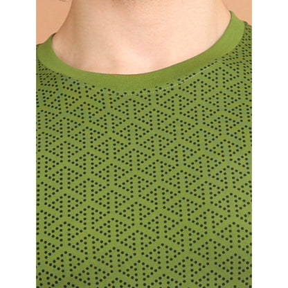 Generic Men's Casual Cotton Printed Round Neck Half Sleeve T-Shirt (Green)