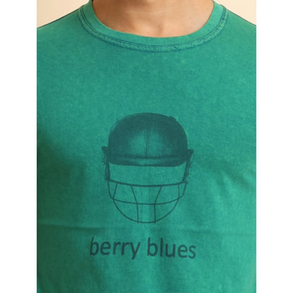 Generic Men's Casual Cotton Printed Round Neck Half Sleeve T-Shirt (Green)