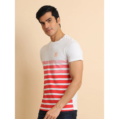 Generic Men's Casual Cotton Printed Round Neck Half Sleeve T-Shirt (Red)