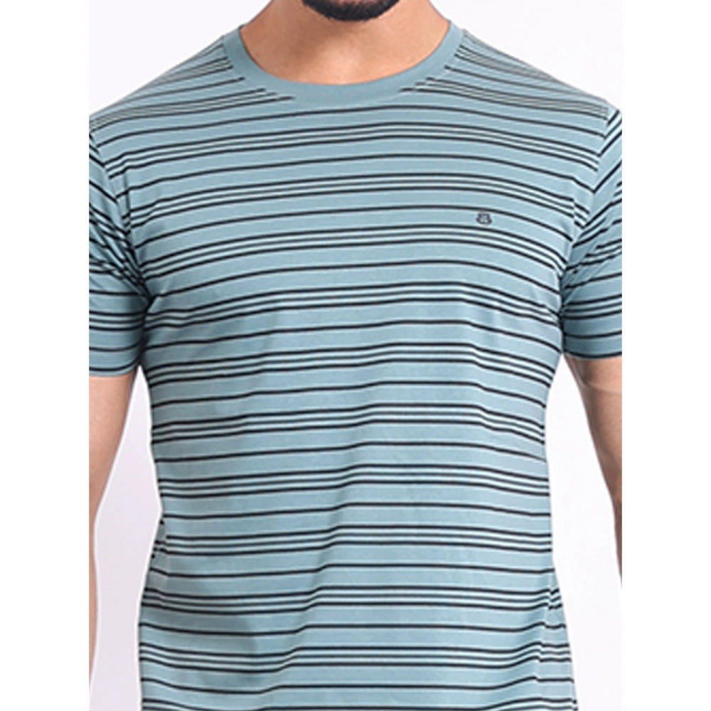 Generic Men's Casual Cotton Printed Round Neck Half Sleeve T-Shirt (Gery)