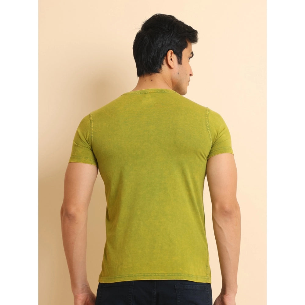 Generic Men's Casual Cotton Printed Round Neck Half Sleeve T-Shirt (Green)