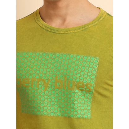 Generic Men's Casual Cotton Printed Round Neck Half Sleeve T-Shirt (Green)