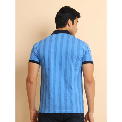Generic Men's Casual Cotton Printed Polo Neck Half Sleeve T-Shirt (LightBlue)