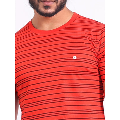 Generic Men's Casual Cotton Printed Round Neck Half Sleeve T-Shirt (Red)