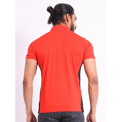 Generic Men's Casual Cotton Printed Polo Neck Half Sleeve T-Shirt (Red)