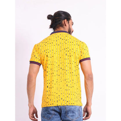Generic Men's Casual Cotton Printed Polo Neck Half Sleeve T-Shirt (Turmeric)