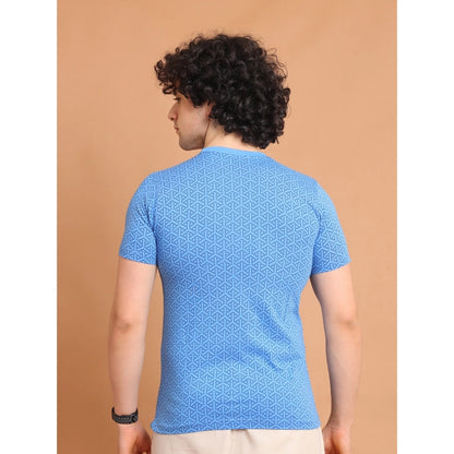 Generic Men's Casual Cotton Printed Round Neck Half Sleeve T-Shirt (LightBlue)