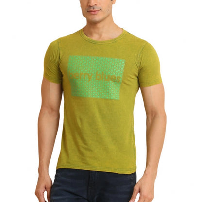 Generic Men's Casual Cotton Printed Round Neck Half Sleeve T-Shirt (Green)