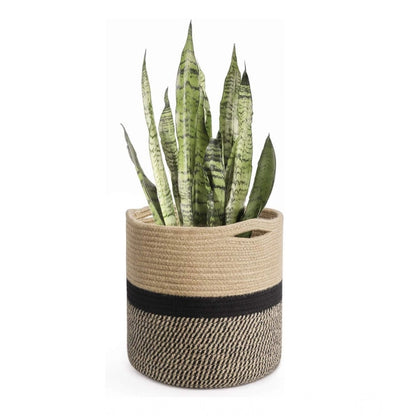 Generic Cotton Large Woven Storage Basket 11x11 Inch Pack of 1 (Beige)