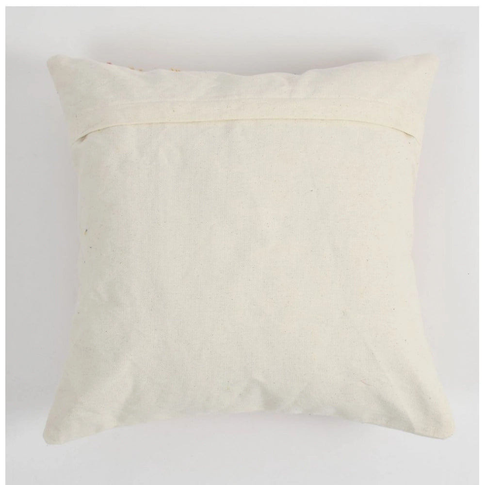 Generic Cotton Tufted Cushion Pillow Cover 16x16 Inch Pack of 2 (Ranibow)