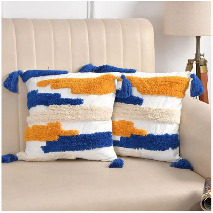Generic Cotton Tufted Cushion Pillow Cover 16x16 Inch Pack of 2 (CutSatal)