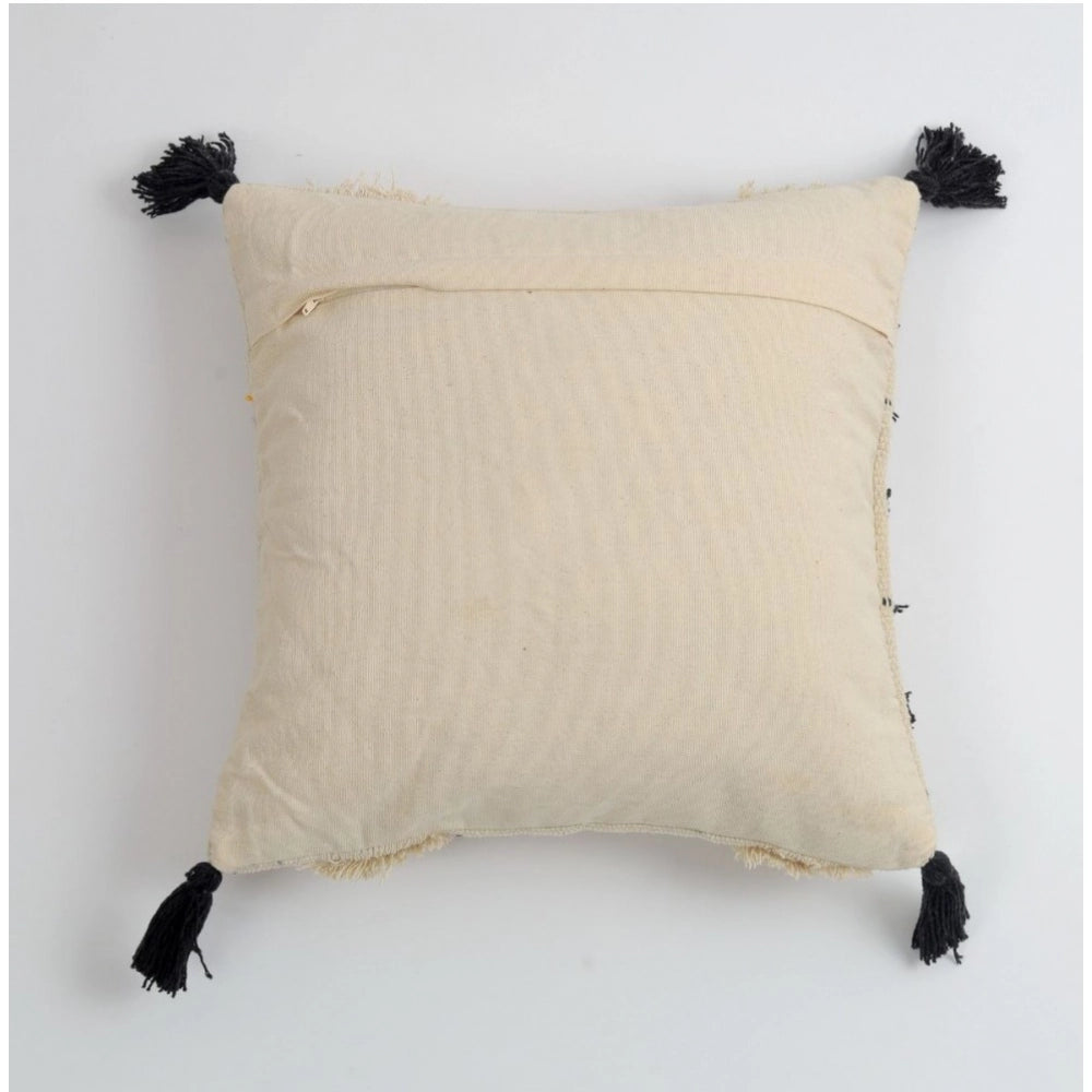 Generic Cotton Handcrafted Pit Loom Cushion Cover 16x16 Inch Pack of 2 (Black)