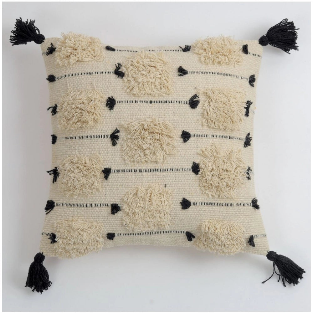 Generic Cotton Handcrafted Pit Loom Cushion Cover 16x16 Inch Pack of 2 (Black)