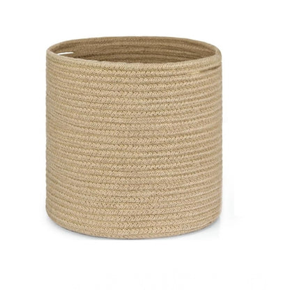 Generic Cotton Large Woven Storage Basket 11x11 Inch Pack of 1 (Beige)