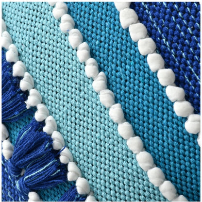 Generic Cotton Handcrafted Pit Loom Cushion Cover 16x16 Inch Pack of 2 (Blue)