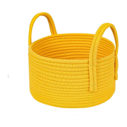 Generic Cotton Round Storage Rope Woven Baskets Pack of 2 (Yellow)