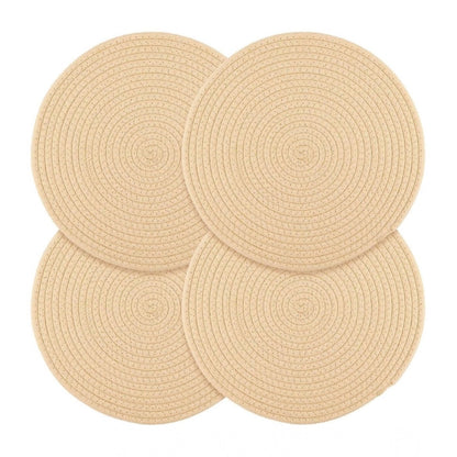 Generic Cotton Dining Table Round Placemat Mats Set of 4 (Cream)