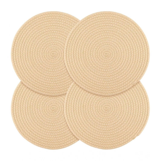 Generic Cotton Dining Table Round Placemat Mats Set of 4 (Cream)