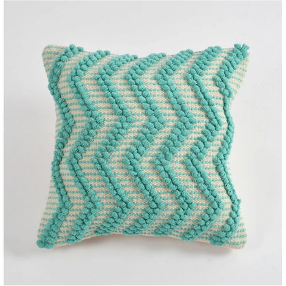 Generic Cotton Handcrafted Pit Loom Cushion Cover 16x16 Inch Pack of 2 (Sea Green)