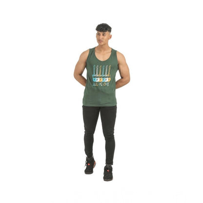 Generic Pack of 2 Men's Casual Cotton Printed Sleeveless Sleeve Tshirts (Multicolor)