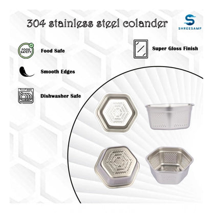 Generic Steel Washing Stainless Steel Colander Basin (Silver)