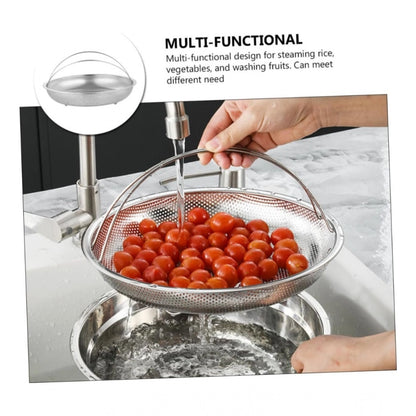 Generic Steel Basket Plate Household Food Steamer Stainless Steel Handle (Silver)