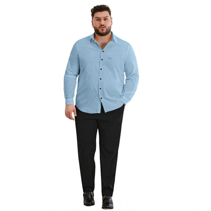 Mens Casual Cotton Solid Full Sleeve Shirt (Sky)