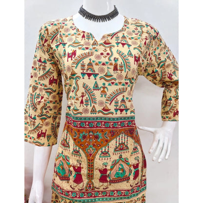 Generic Women's Cotton Jaipuri Printed 3-4th Sleeve Co ord Set (Multicolor)