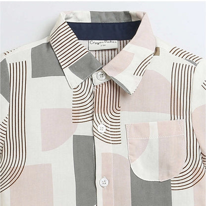 Generic Boy's Cotton Blend Printed Short Sleeve Shirt (MultiColor)