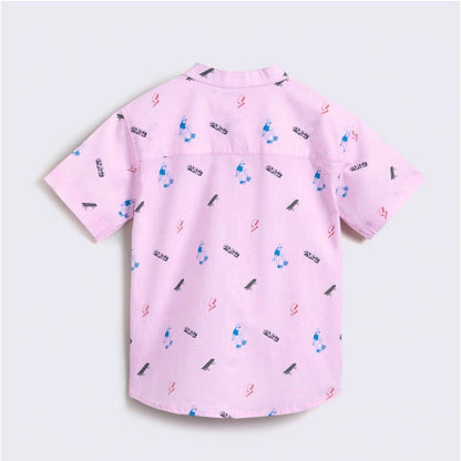 Generic Boy's Cotton Blend Printed Short Sleeve Shirt and Shorts Set (Pink)