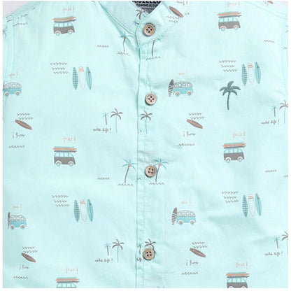 Generic Boy's Cotton Blend Printed Short Sleeve Shirt (MultiColor)