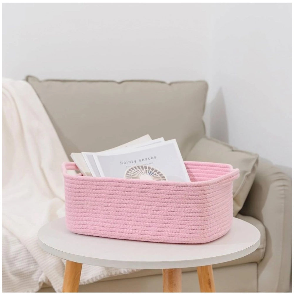 Generic Cotton Basket Pack of 1 Storage Basket For Clothes (Pink)