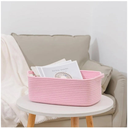Generic Cotton Basket Pack of 1 Storage Basket For Clothes (Pink)