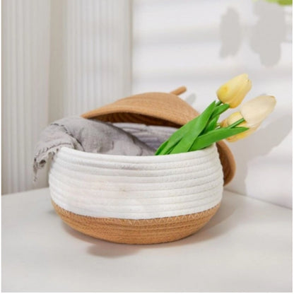 Generic Cotton Gudda Pack of 1 Storage Basket For Clothes (White)