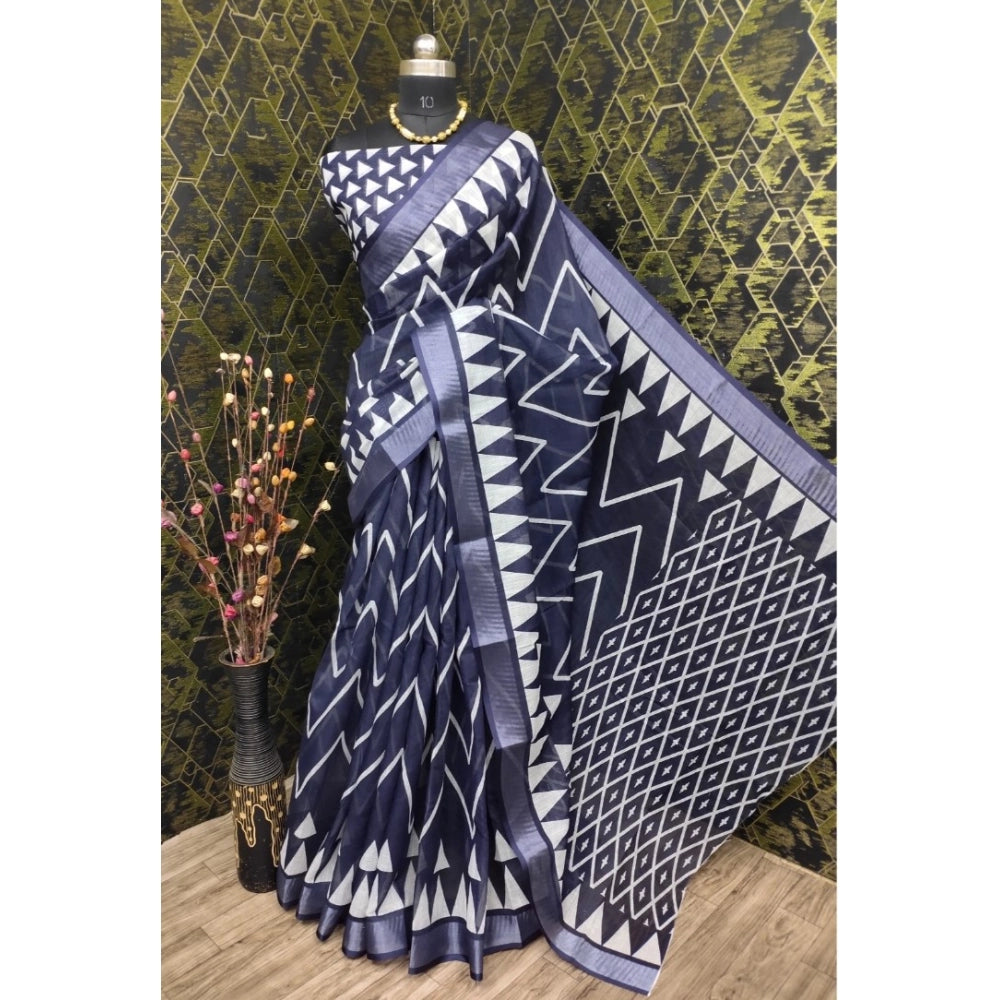 Generic Women's Cotton Linen Woven Design Saree With Unstitched Blouse 5.5Mtr (Grey)