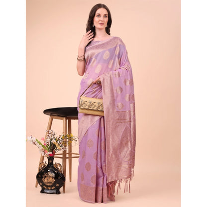 Generic Women's Cotton Printed Saree With Unstitched Blouse 5.5Mtr (Light Pink)