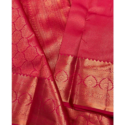 Generic Women's Silk Printed Saree With Unstitched Blouse 5.5Mtr (Rani Pink)