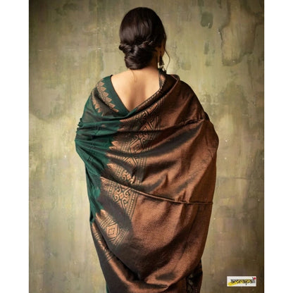 Generic Women's Silk Printed Saree With Unstitched Blouse 5.5Mtr (Green)
