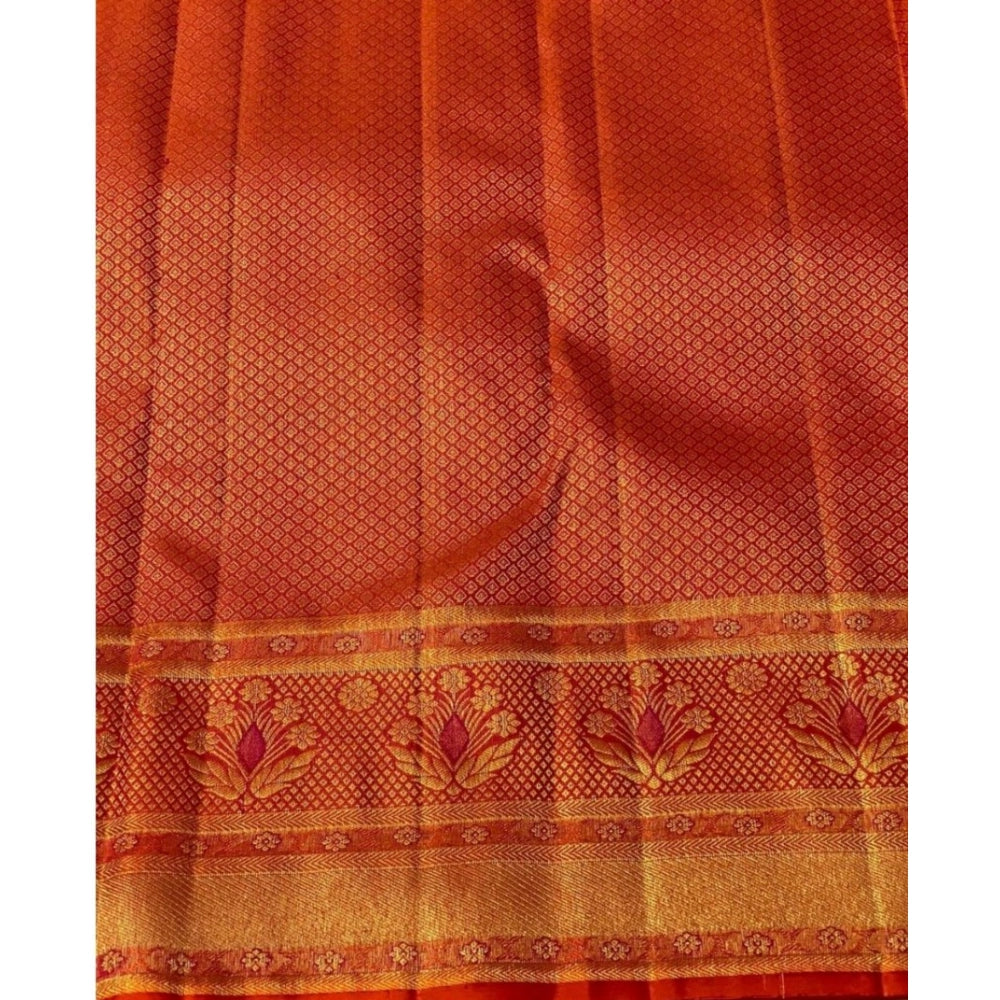 Generic Women's Silk Printed Saree With Unstitched Blouse 5.5Mtr (Red)