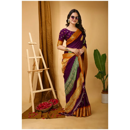 Generic Women's Soft Blooming Marshmallow Fabric Kalamkari Printed Saree With Unstitched Blouse 5.5Mtr (Wine)