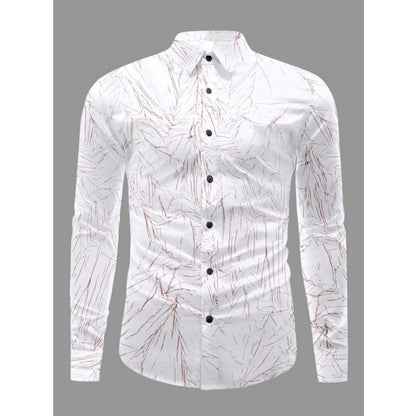 Generic Men's Casual PollyCotton Textured Full Sleeve Collar Shirt (Brown)