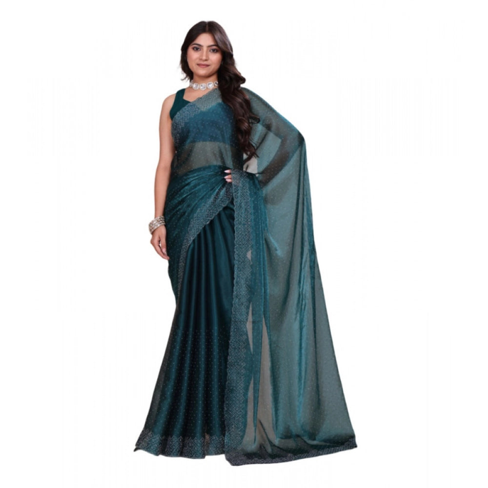 Generic Women's Jimmy choo Embellished Bollywood Saree With Unstitched Blouse 5.5Mtr (Green)